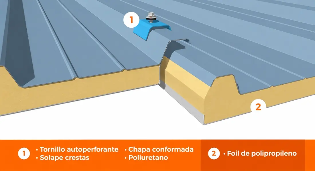 Revestimiento Foilroof trapezoidal para cubierta metálica aislada